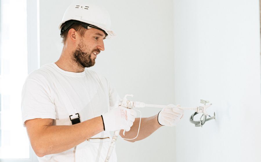 Technician installing equipment on site